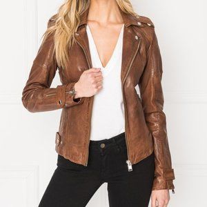LAMARQUE Luggage Chloe Washed Leather Biker Jacket